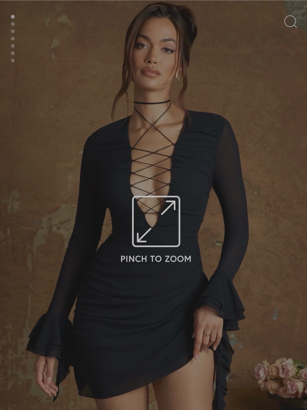 Oh Polly Black Lace-Up V-Neck Mini Dress